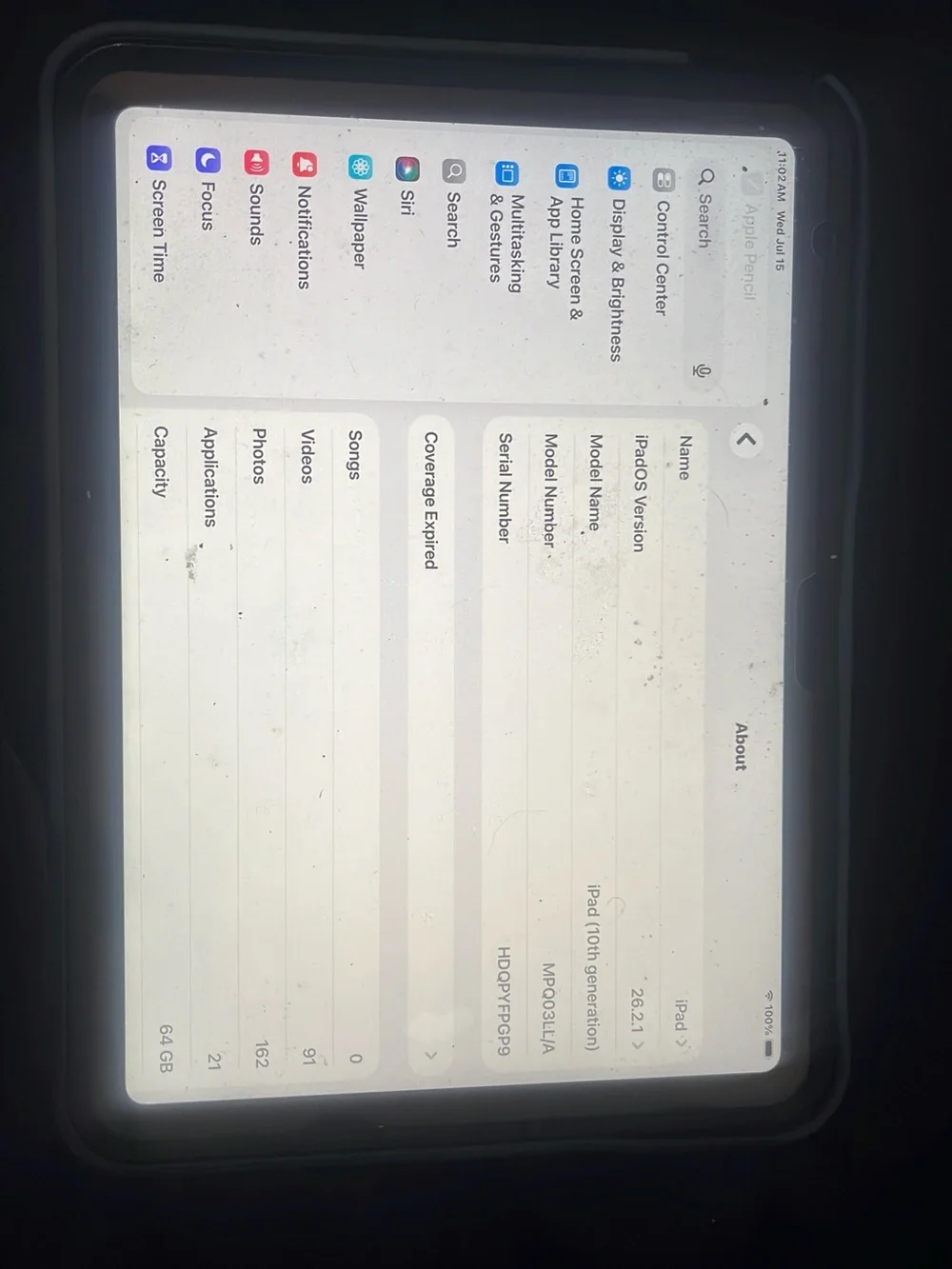 Apple iPad in Black Case with White Display
